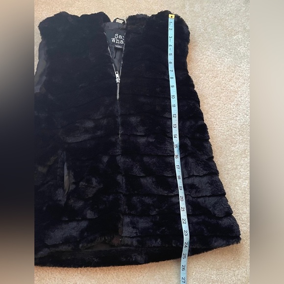 Faux Fur Hooded Vest - SOOO SOFT - Say What - Size: Large - Black - Picture 3 of 6